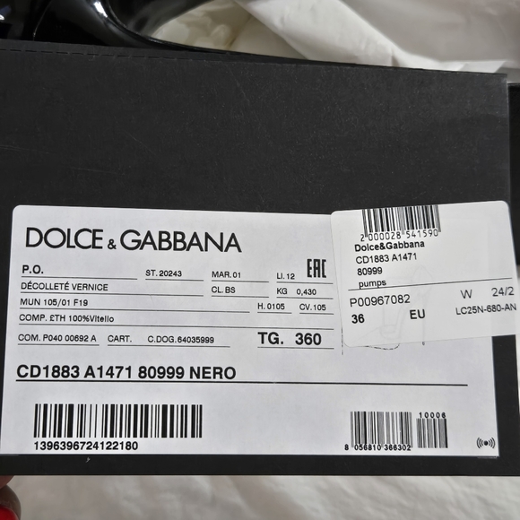🔥🔥 Dolce & Gabbana Black DG patent leather pumps Size 36 BNWB 🔥🔥 - Picture 13 of 14